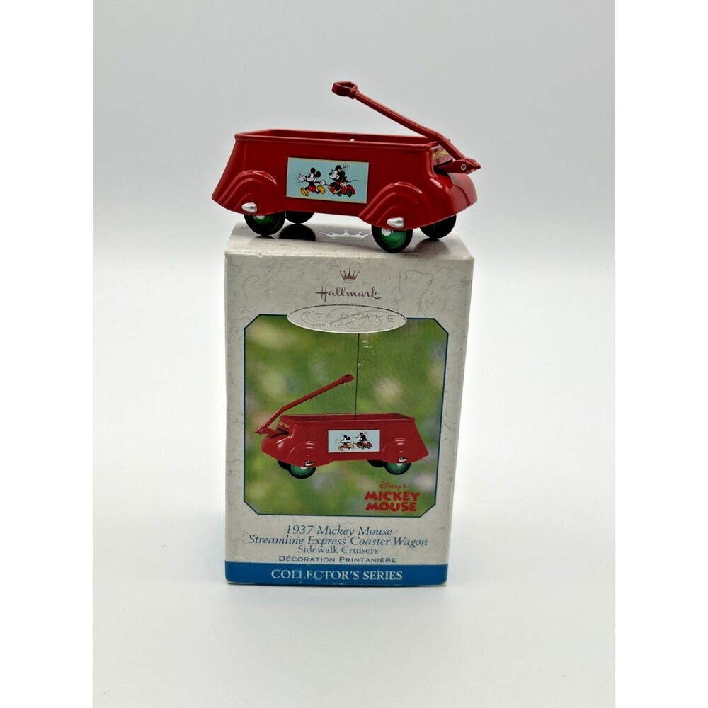 VTG Hallmark Ornament 1937 Mickey Mouse Streamline Express Coaster Wagon 2002!!!